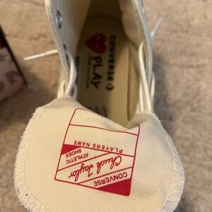 Converse PLAY White Canvas High-Tops with Red Heart Detail